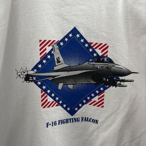 Vintage F-16 Fighting Falcon Fighter Jet Large Logo Shirt Size Large White